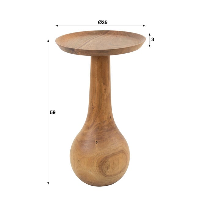 Bijzettafel massieve voet druppel / Massief acacia