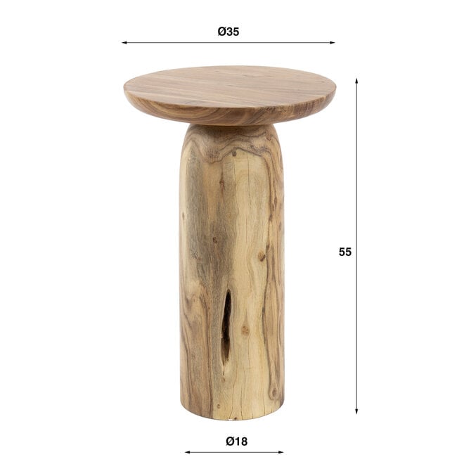 Bijzettafel River Solid 55cm hoog / Massief acacia