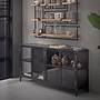Dressoir Rift Metal 4 deuren / Gunmetal