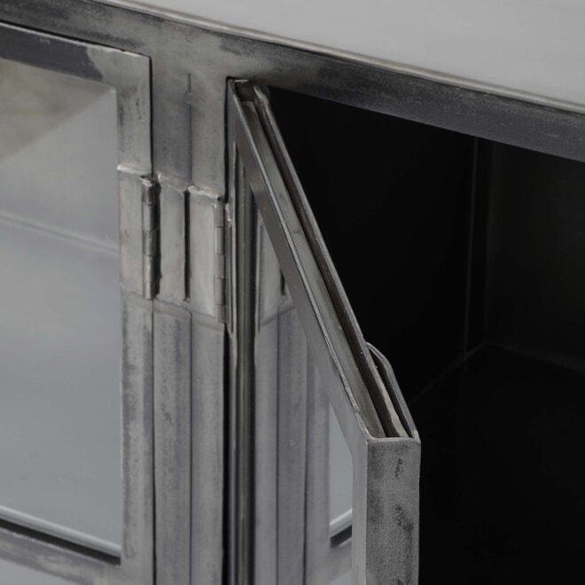 Dressoir Rift Metal 4 deuren / Gunmetal
