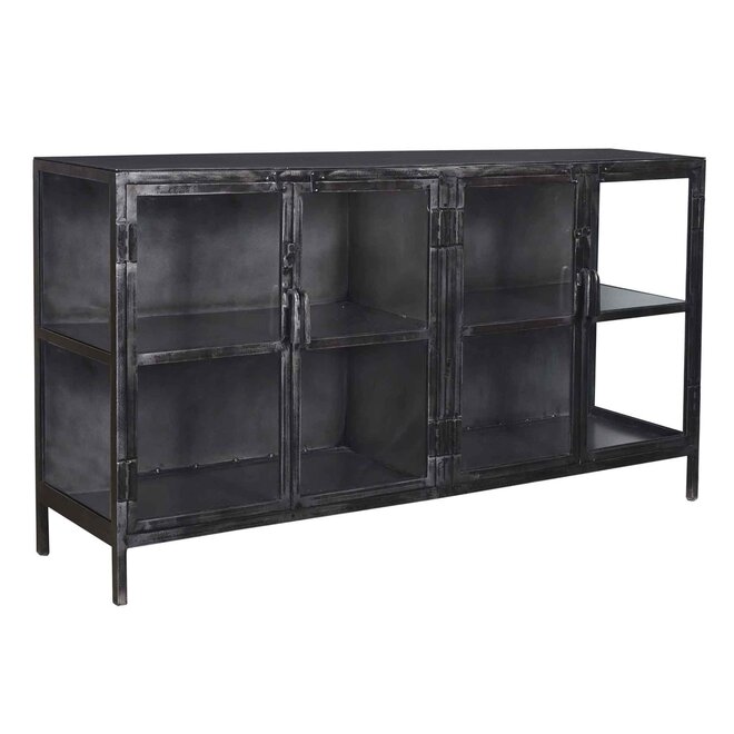 Dressoir Rift Metal 4 deuren / Gunmetal
