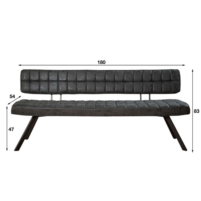 Eetkamerbank 180cm / Wax PU Zwart