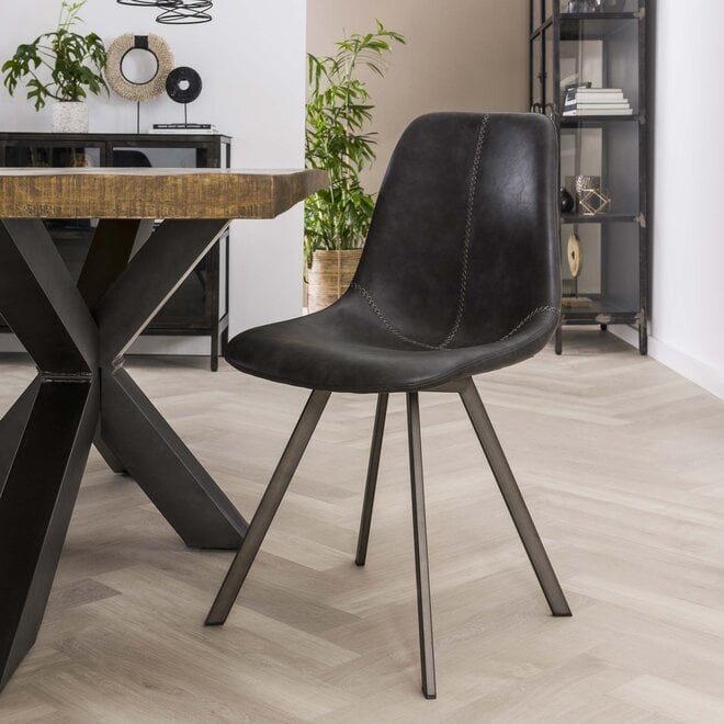 Stoel Zig-Zag verpakt per 4 / Saddle PU zwart