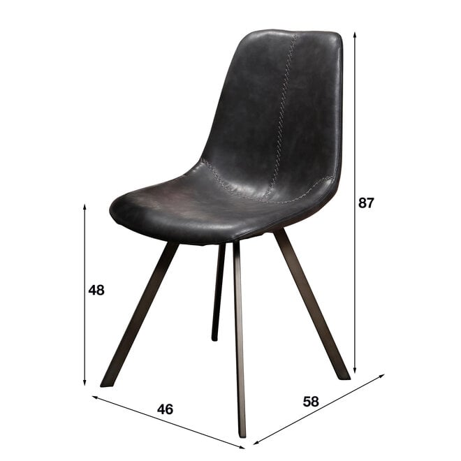 Stoel Zig-Zag verpakt per 4 / Saddle PU zwart
