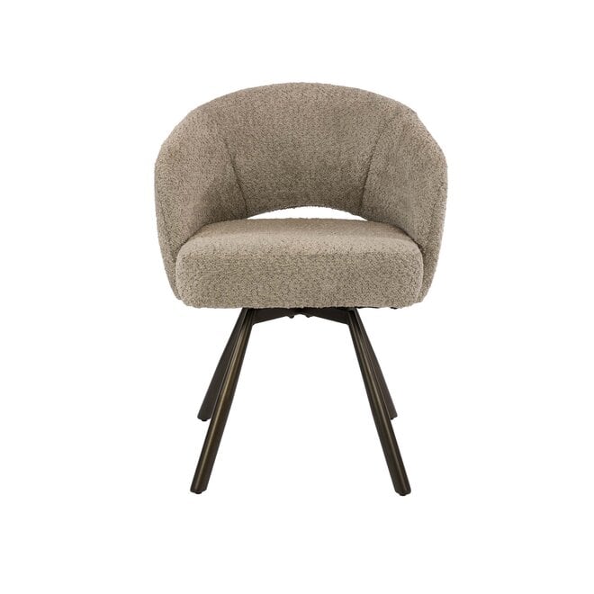 Armstoel Salon Cross draaibaar verpakt per 2 / Bouclé zand-bruin