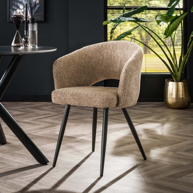 Armstoel Salon verpakt per 2 / Bouclé zand