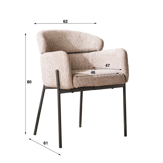 Armstoel Curva verpakt per 2 / Bouclé zand