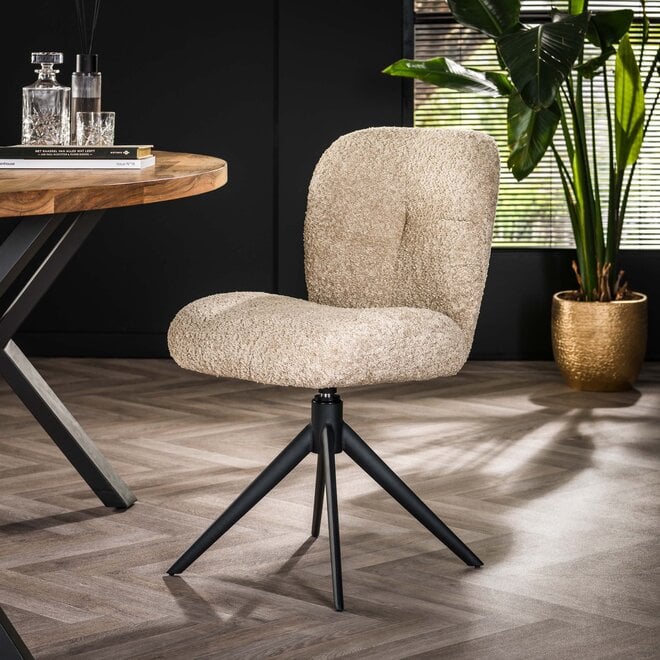 Stoel Comfort draaibaar verpakt per 2 / Bouclé zand