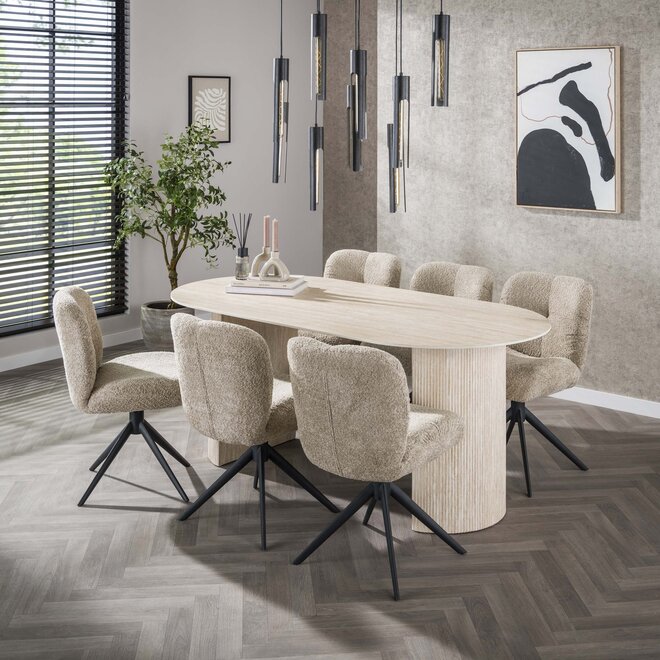 Stoel Comfort draaibaar verpakt per 2 / Bouclé zand