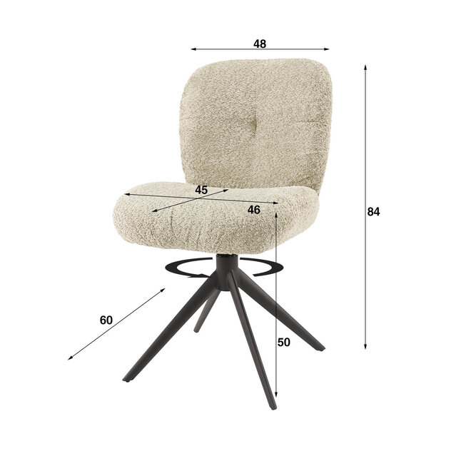 Stoel Comfort draaibaar verpakt per 2 / Bouclé zand