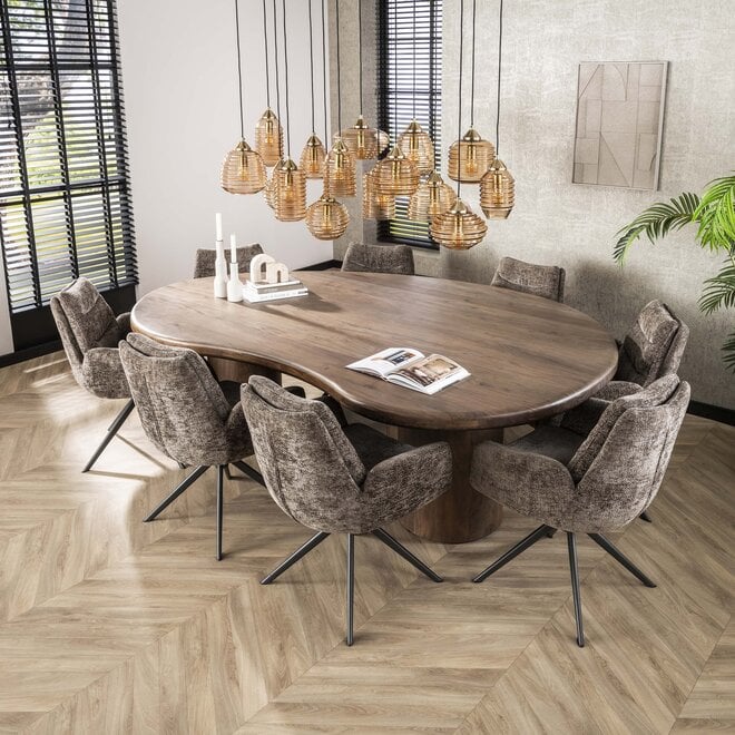 Eettafel Sculpture niervormig 244x165cm / Massief acacia bruin