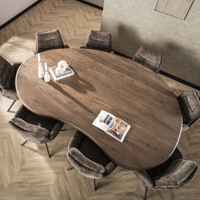 Eettafel Sculpture niervormig 244x165cm / Massief acacia bruin