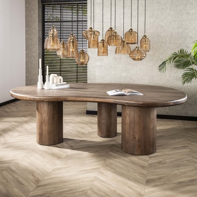 Eettafel Sculpture niervormig 244x165cm / Massief acacia bruin