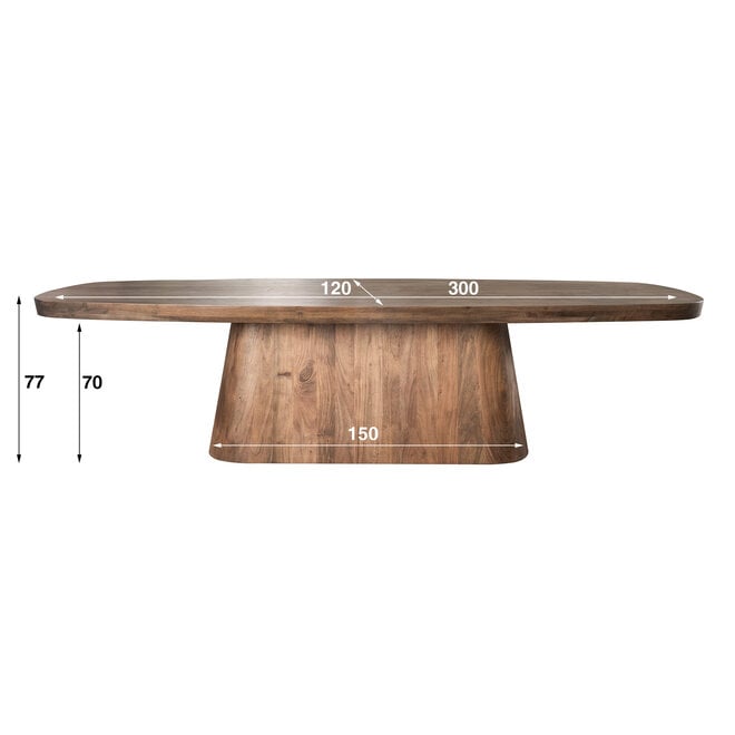 Eettafel Arcadia deens ovaal 300cm / Massief acacia bruin