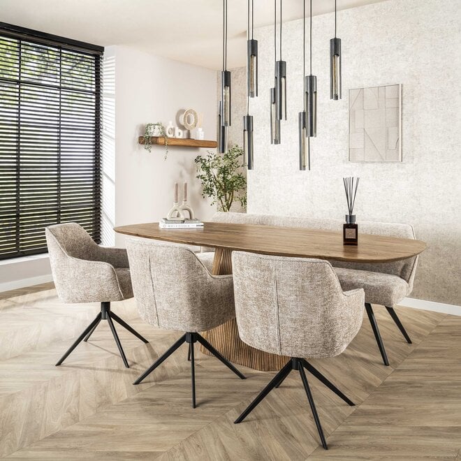 Eettafel Wave Centro deens ovaal 215cm / Massief mango zand