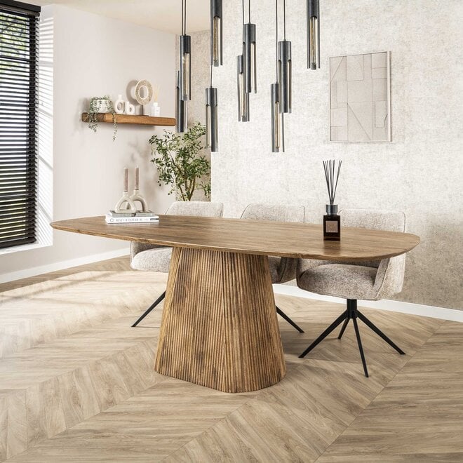 Eettafel Wave Centro deens ovaal 215cm / Massief mango zand