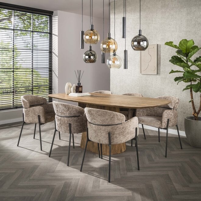Eettafel Wave Centro deens ovaal 215cm / Massief mango zand