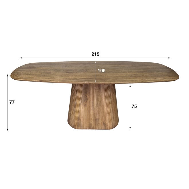 Eettafel Wave Centro deens ovaal 215cm / Massief mango zand