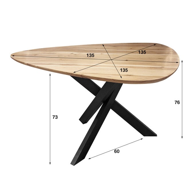 Eettafel Triangle 135x135cm / Massief acacia