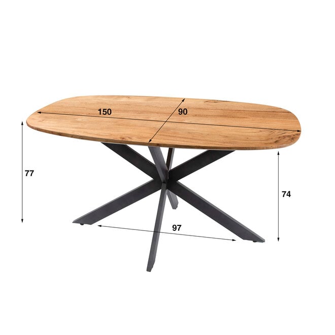 Eettafel Arhus Solid deens ovaal 150cm / Massief acacia