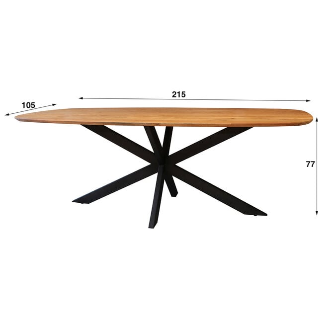 Eettafel Arhus Solid deens ovaal 215cm / Massief acacia