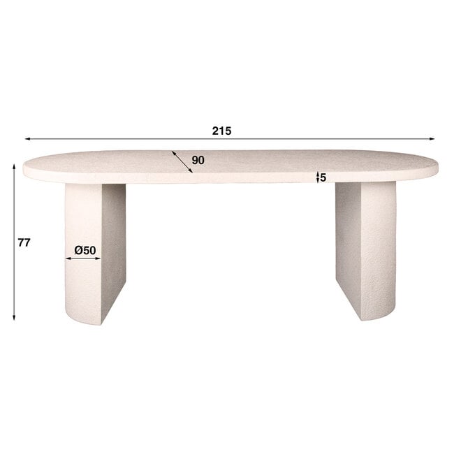 Eettafel Arch Stone plat ovaal 215cm / Marmer composiet