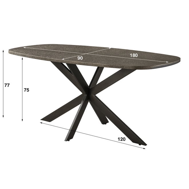 Eettafel Bronvik deens ovaal 180cm / Brons liquid metal