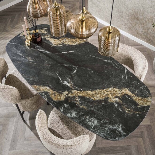Eettafel Spider deens ovaal 180cm / Keramiek fossil black