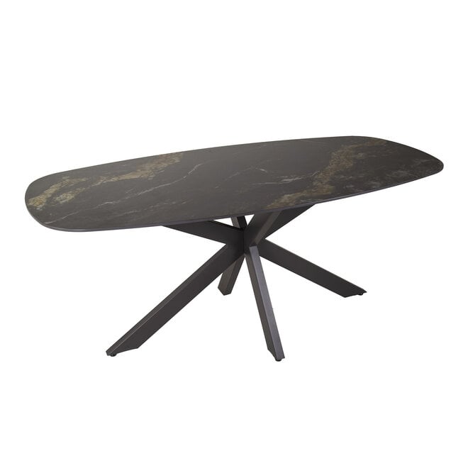 Eettafel Spider deens ovaal 180cm / Keramiek fossil black