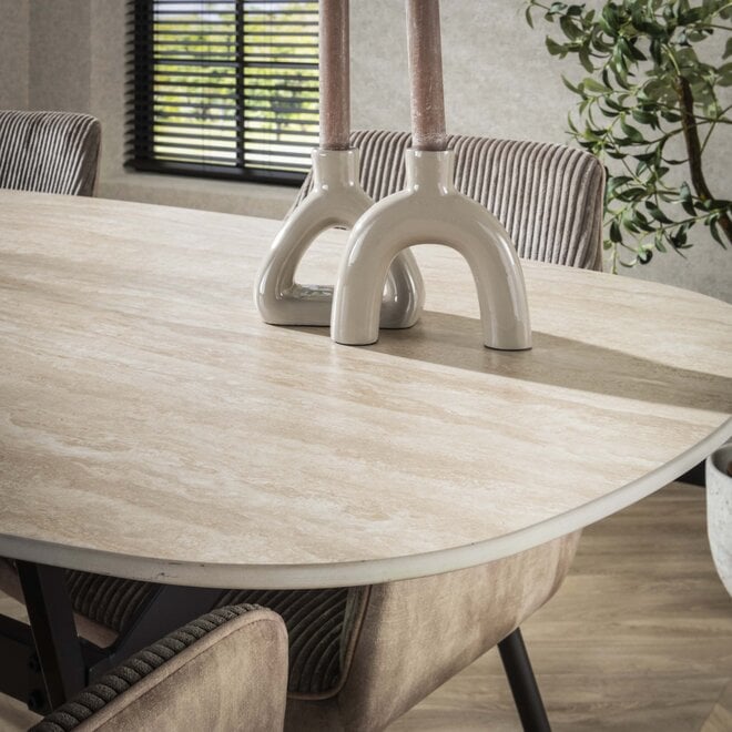 Eettafel Romano deens ovaal 180cm / Keramiek travertin