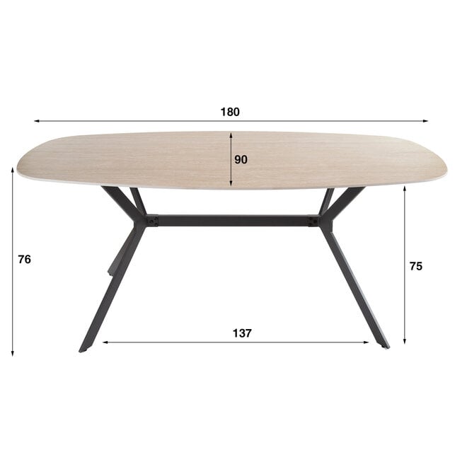 Eettafel Romano deens ovaal 180cm / Keramiek travertin