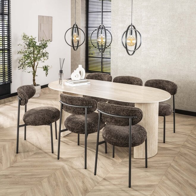 Eettafel Romano Arch plat ovaal 180cm / Keramiek travertin