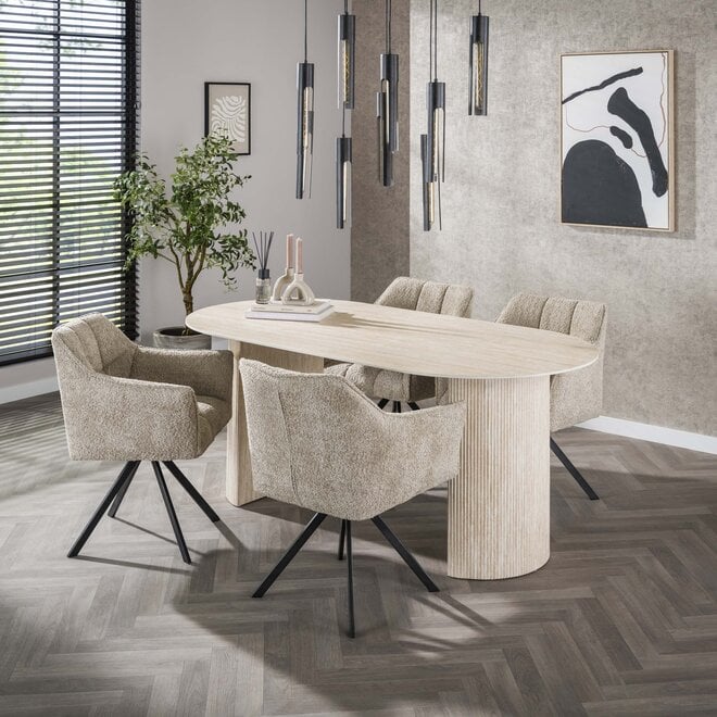 Eettafel Romano Arch plat ovaal 180cm / Keramiek travertin