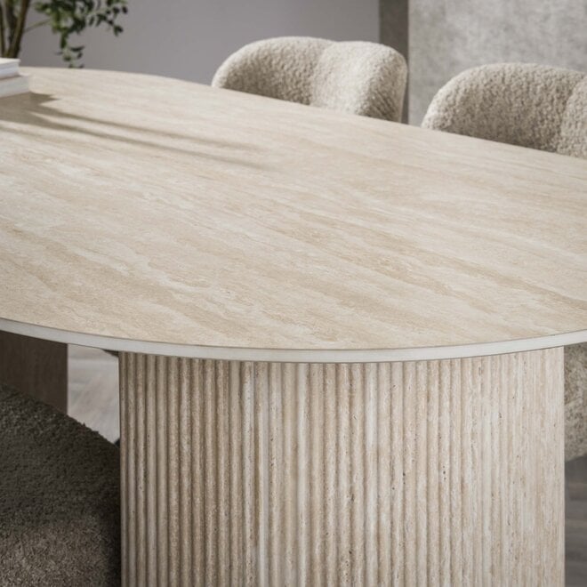 Eettafel Romano Arch plat ovaal 180cm / Keramiek travertin