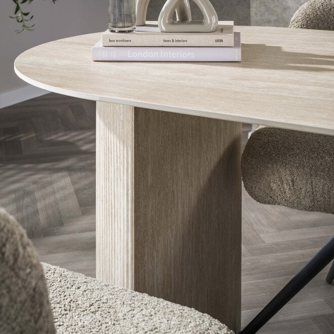 Eettafel Romano Arch plat ovaal 180cm / Keramiek travertin