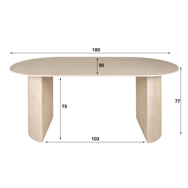 Eettafel Romano Arch plat ovaal 180cm / Keramiek travertin