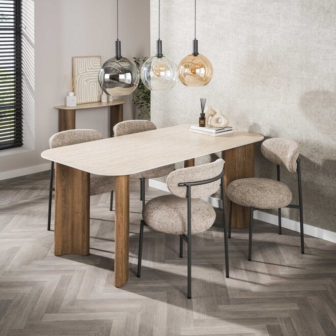 Eettafel Romano Curvo 180cm / Keramiek travertin