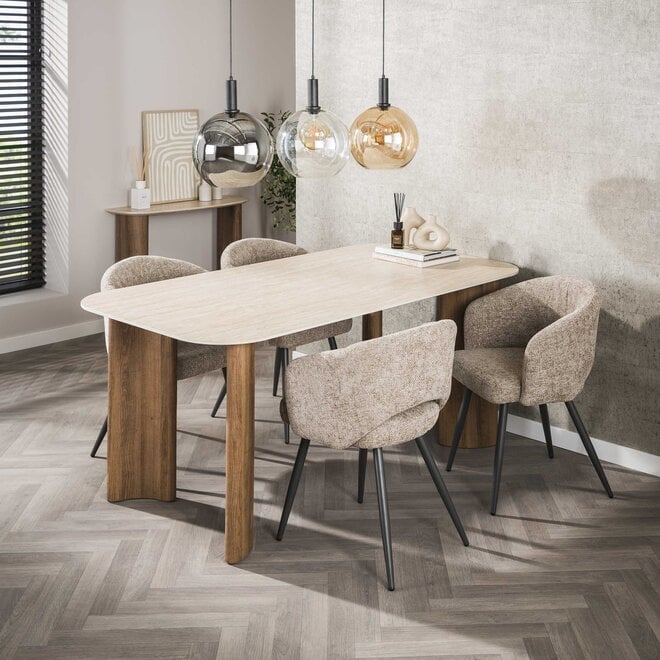 Eettafel Romano Curvo 180cm / Keramiek travertin