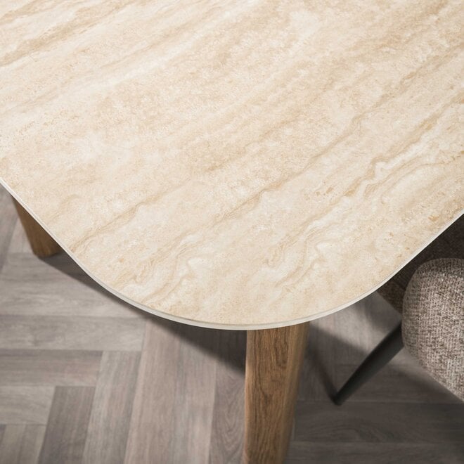 Eettafel Romano Curvo 180cm / Keramiek travertin