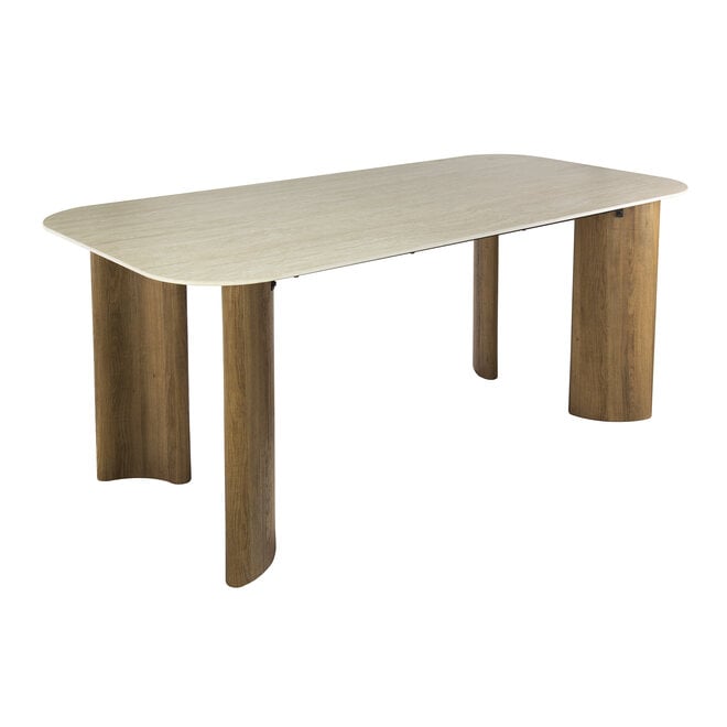 Eettafel Romano Curvo 180cm / Keramiek travertin