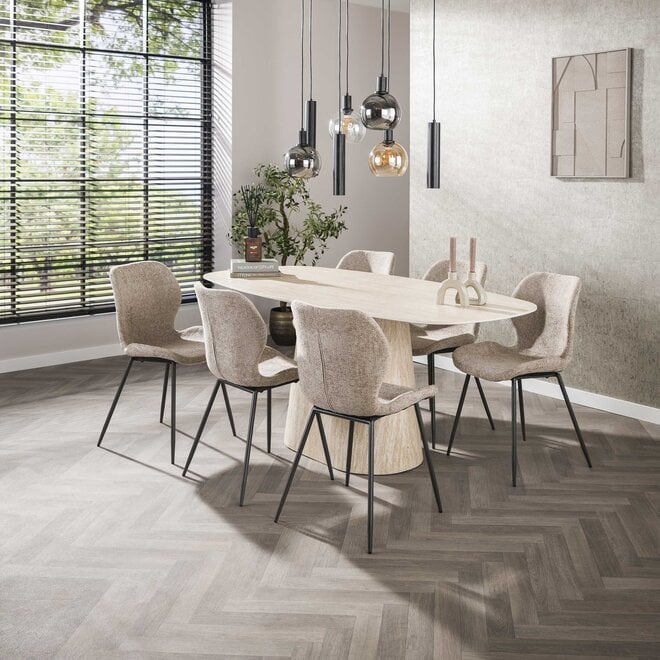 Eettafel Centro deens ovaal 180cm / Keramiek travertin