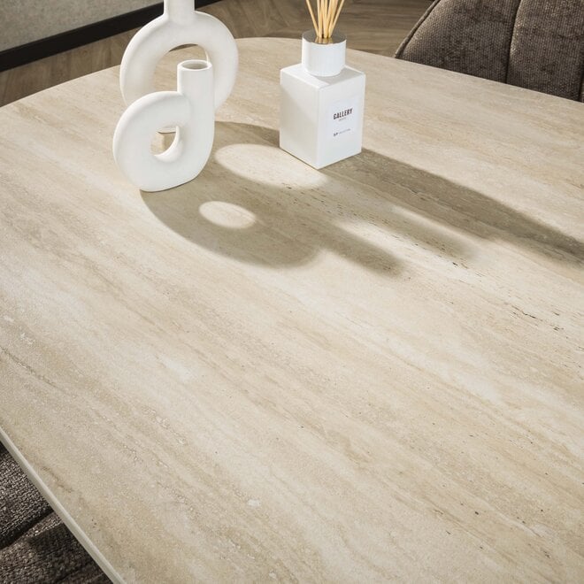 Eettafel Romano Cross deens ovaal 215cm / 3D keramiek travertin