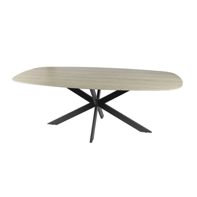 Eettafel Romano Cross deens ovaal 215cm / 3D keramiek travertin