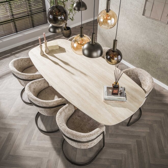 Eettafel Romano Centro deens ovaal 215cm / 3D keramiek travertin