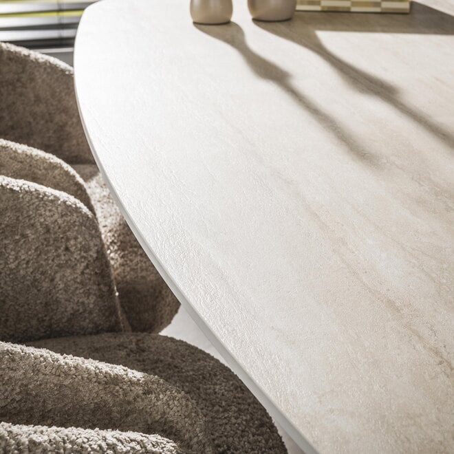 Eettafel Romano Centro deens ovaal 215cm / 3D keramiek travertin
