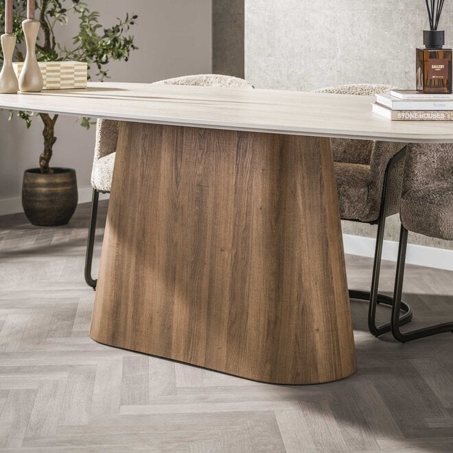 Eettafel Romano Centro deens ovaal 215cm / 3D keramiek travertin