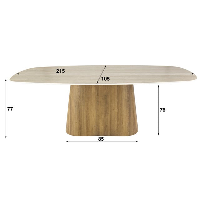 Eettafel Romano Centro deens ovaal 215cm / 3D keramiek travertin