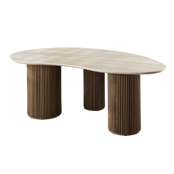 Eettafel Romano niervormig 215cm / 3D keramiek travertin