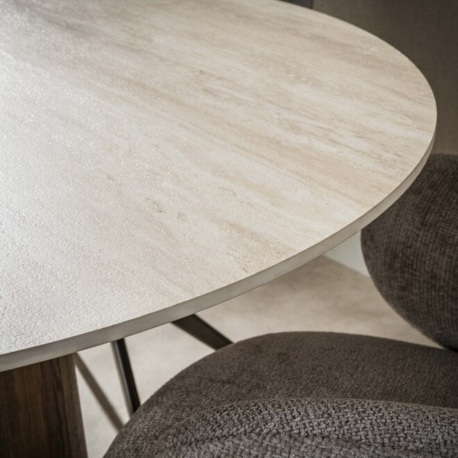 Eettafel Romano Centro rond Ø120cm / 3D keramiek travertin