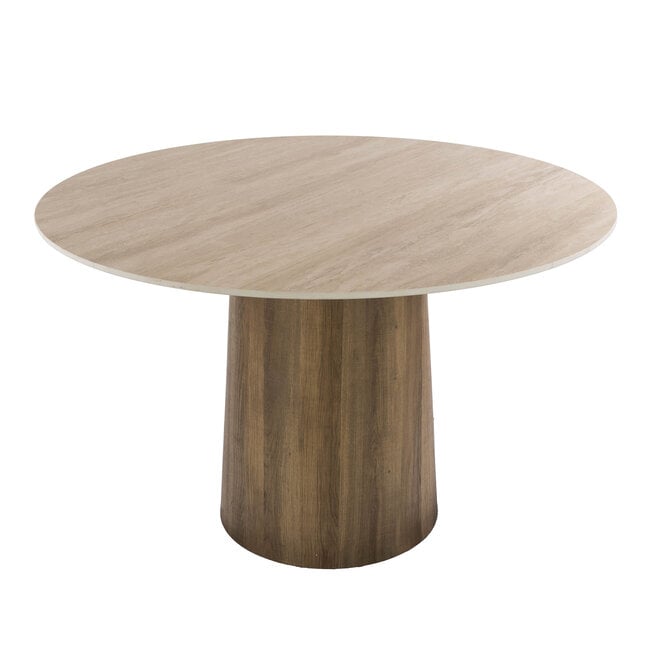 Eettafel Romano Centro rond Ø120cm / 3D keramiek travertin